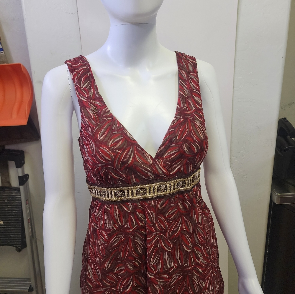 Womens top, Intuitions, red multicolor design, size medium